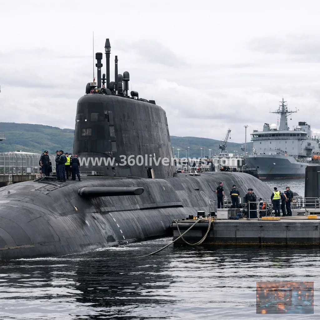 Royal Navy's new attack submarine HMS Agamemnon arrives at Faslane