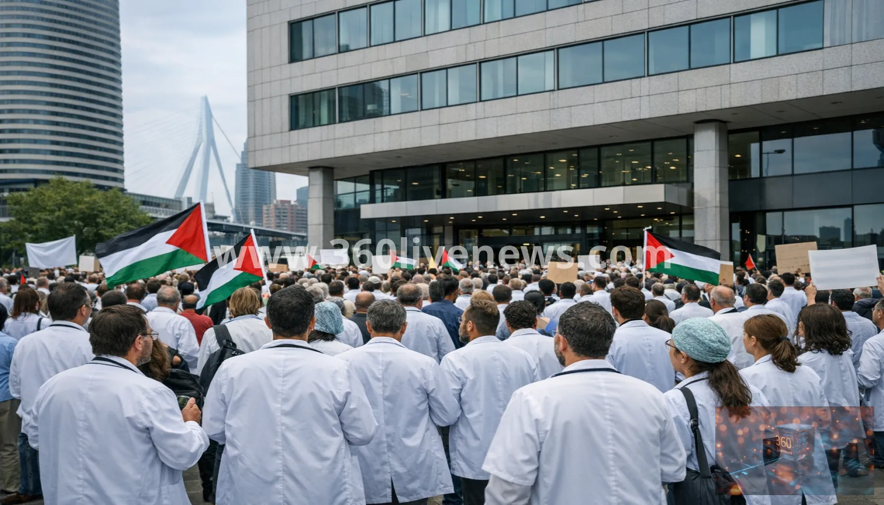 Hundreds of doctors protest in Rotterdam over Israeli Medical Association membership in World Medical Association