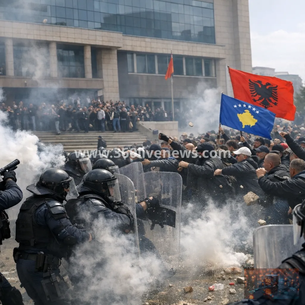 Police clash with Kosovo protesters over bid to curb Hague war crimes court as unrest continues in Pristina