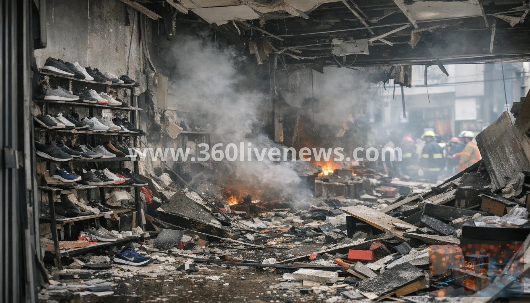 Explosion tears apart shoe shop in Surabaya, Indonesia, leaving five hospitalised